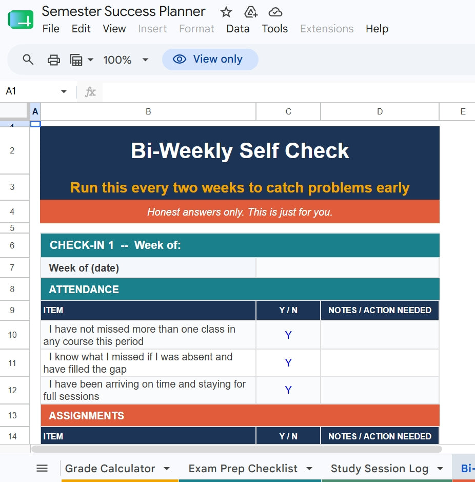 Semester Success Planner