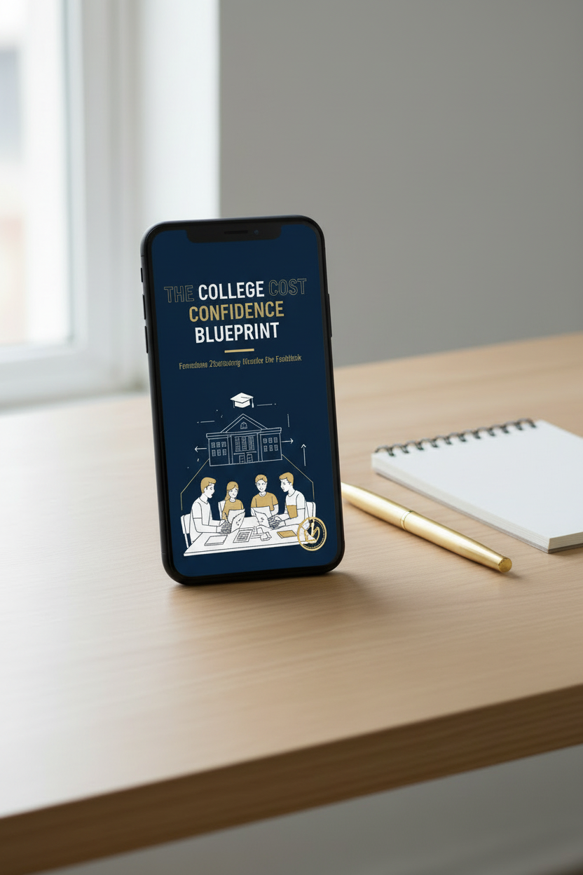 The College Cost Confidence Blueprint displayed on a smartphone screen