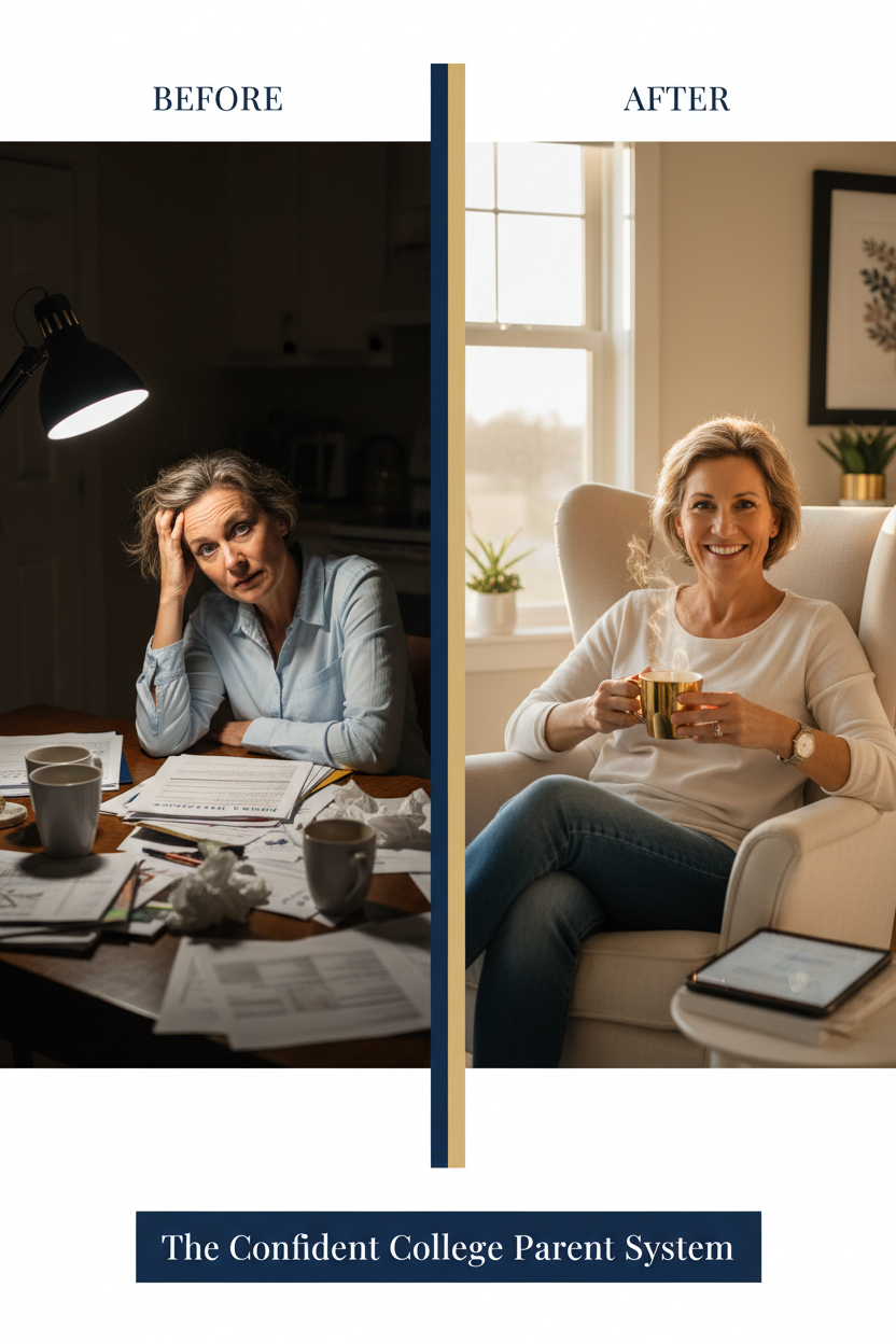 Before and after transformation - The Confident College Parent System