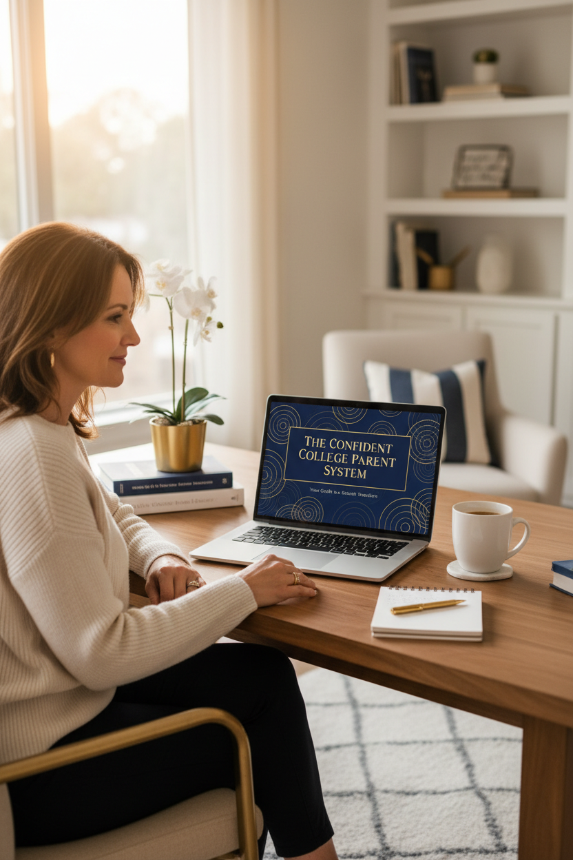 Lifestyle image - parent using The Confident College Parent System on laptop