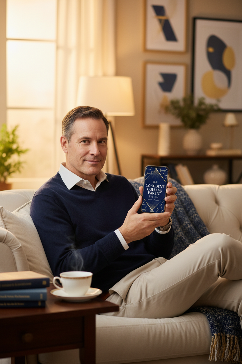 Lifestyle image - parent using The Confident College Parent System on phone
