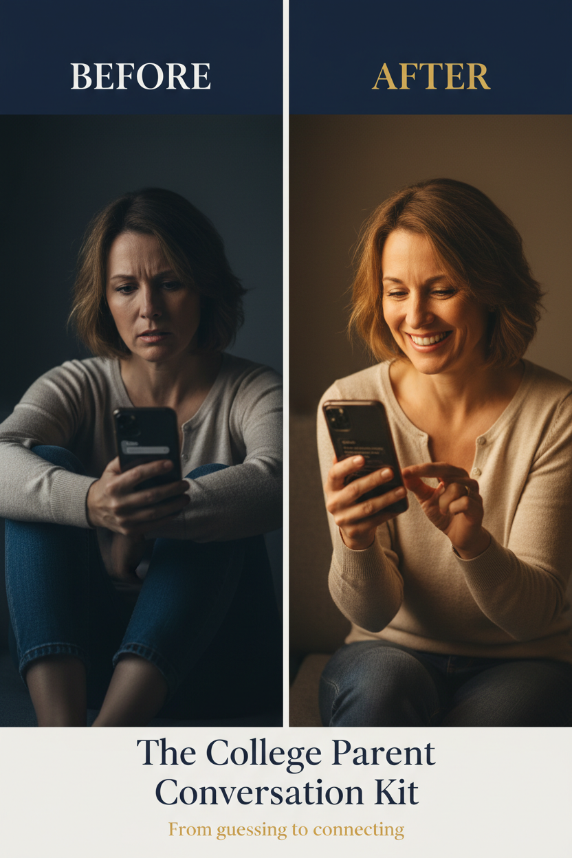 Before and after transformation - The College Parent Conversation Kit