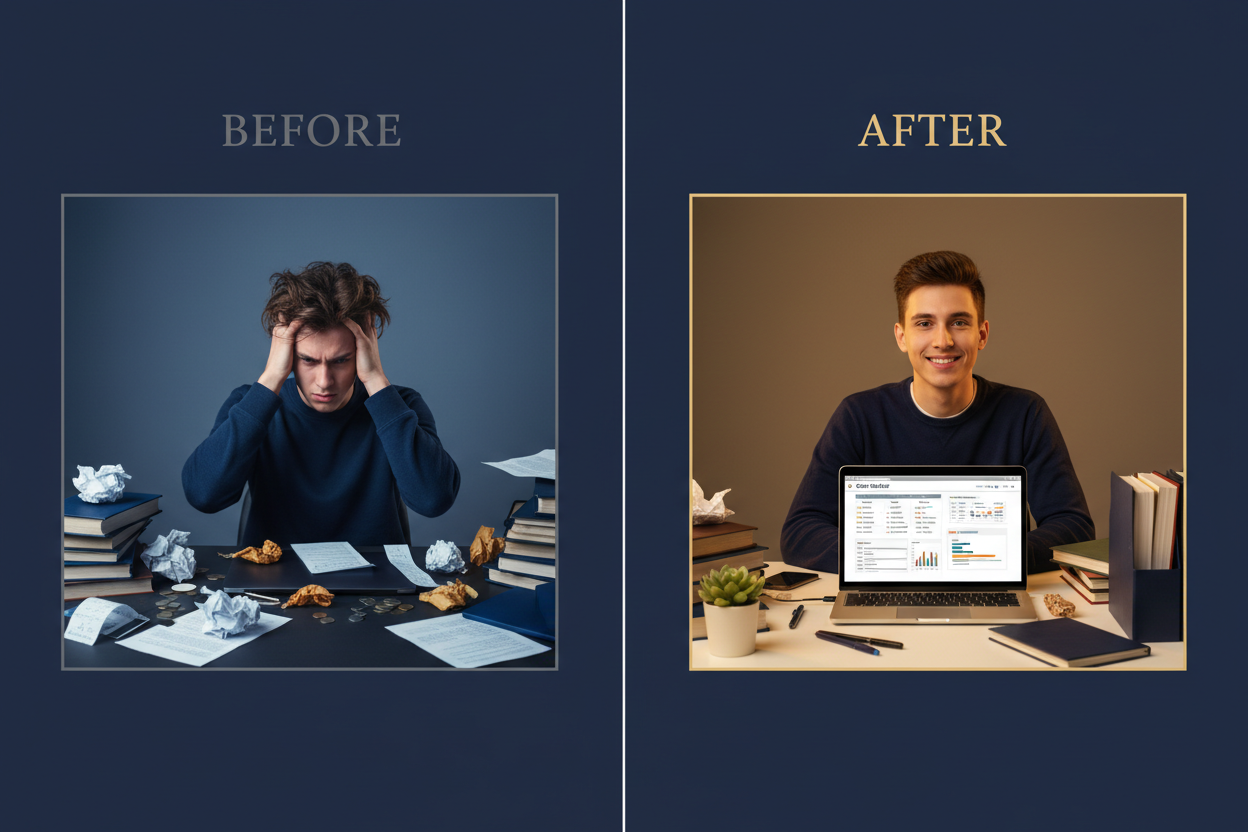 Before and after comparison - College Budget Blueprint